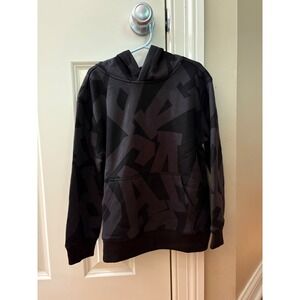 NWOT Gap Kids Boys Graphic Print Hoodie Sweatshirt Gray Black Pullover Casual S